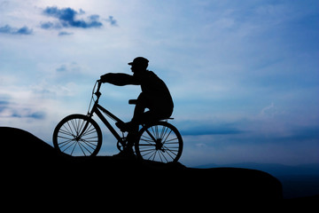 Fototapeta premium People cycling at hill mountain