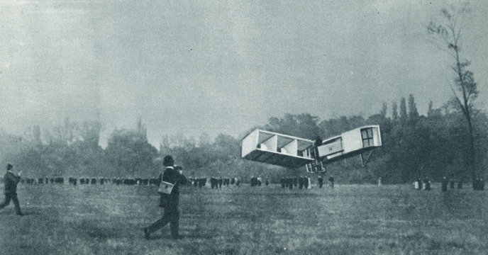 First official flight in Europe (Santos-Dumont, 23 October 1906, Bagatelle field)
