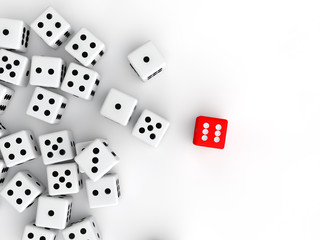 3d red unique dice in white dices