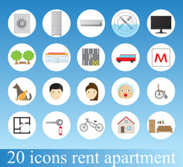 Rent apartment - colorful icon set