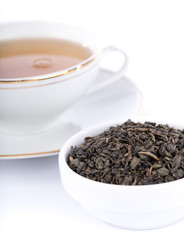 Green tea with a cup of tea
