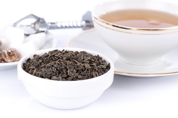 Green tea with a cup of tea