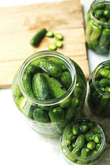 Pickled cucumbers in jar