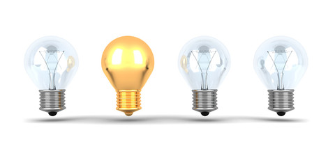 Idea Concept Golden Light Bulb Out From Others Bulbs