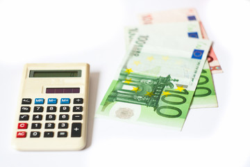  Euro money cash calculator accounting concept	
