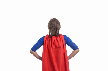Woman superhero with red cape.