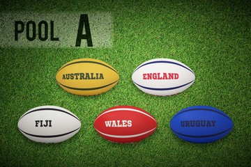 Composite image of rugby world cup pool a