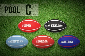 Composite image of rugby world cup pool c