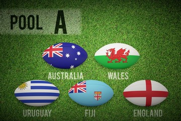 Composite image of rugby world cup pool a