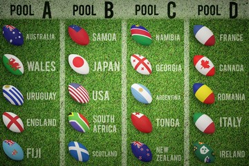 Composite image of rugby world cup pools