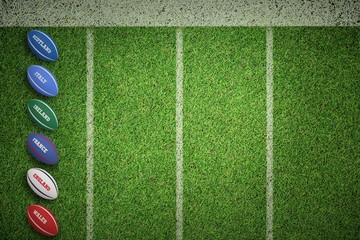 Composite image of six nations rugby balls