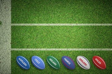 Composite image of six nations rugby balls