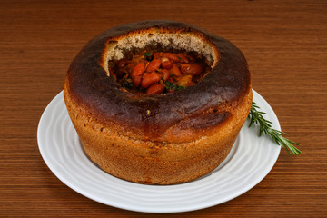 Bean soup in bread