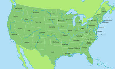 USA - Karte in Grün