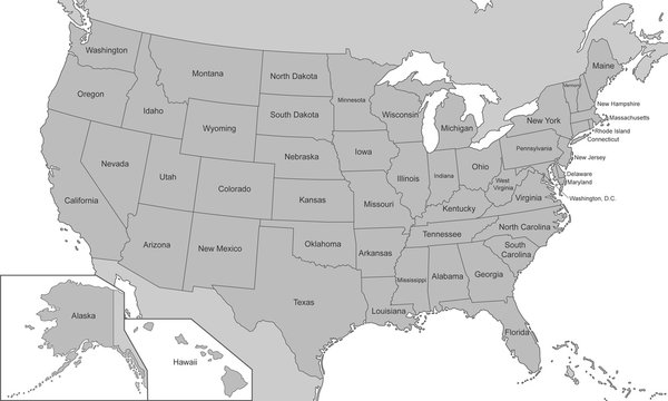 USA - Karte in Grau (mit Alaska)