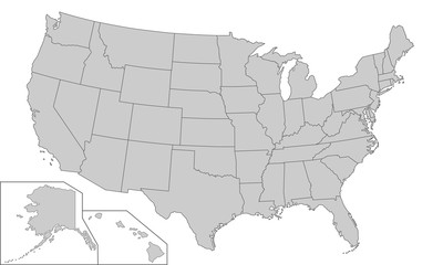 Fototapeta na wymiar USA in Grau (einzeln)