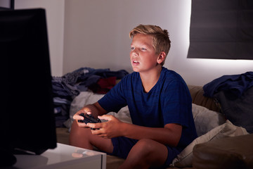 Teenage Boy Addicted To Video Gaming At Home © Monkey Business