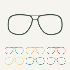 Glasses icon in flat style. Colorful vector illustration.