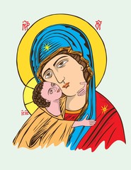 Virgin Mary and Little Christ, art vector design