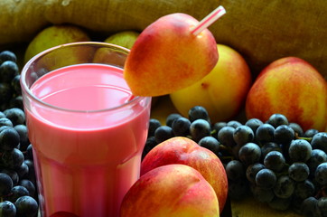 Fresh fruit smoothie on white background
