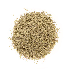 Top view of Organic Aniseed (Pimpinella anisum) isolated on white background.