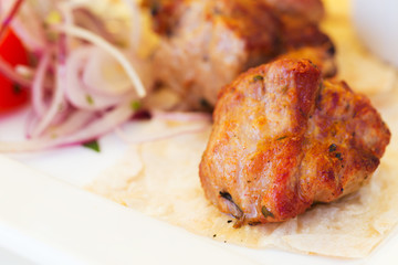 Pork bbq barbecue on a plate