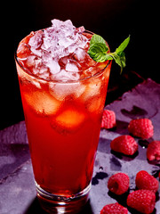 Red  raspberry cocktail  on dark background 6.