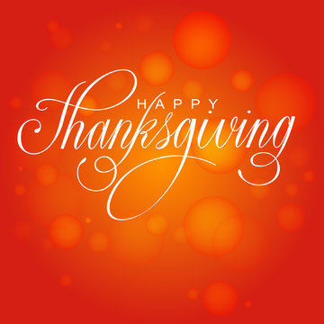 Happy Thanksgiving Day. Vector Illustration with Hand Lettered Text  with red background.