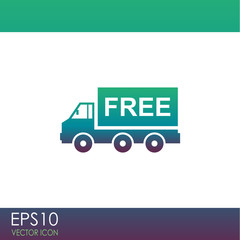 Truck vector icon. Free shipping icon.