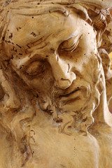 christ wooden statue portrait