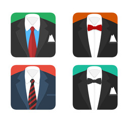 Business and Evening Ware Icon set  -  A vector set of icons for business or formal evening wear.