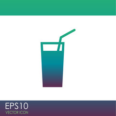 Soft drink vector icon. Glass of water sign icon.