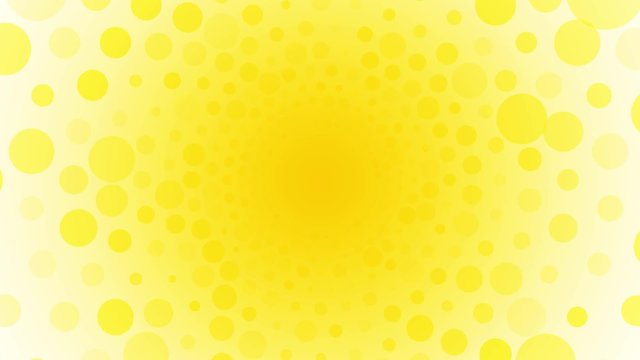 Rotating bright yellow background with circles summer sun endless loop