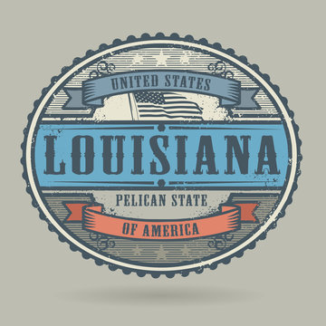 Vintage stamp with the text United States of America, Louisiana