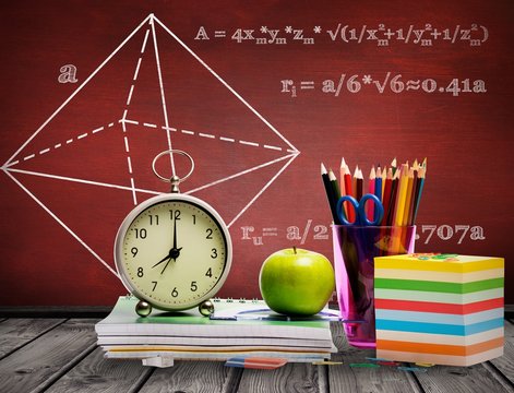 Composite image of school supplies