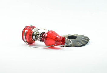Old fashioned lantern on white background