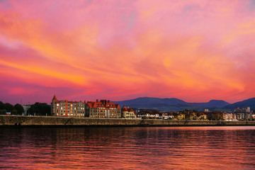 Getxo promenade at sunset