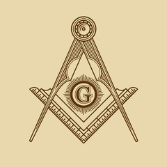 Masonic Freemasonry Emblem Icon Logo. Vector