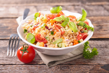salad with quinoa,tomato,cucumber and basil