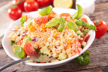 salad with quinoa,tomato,cucumber and basil