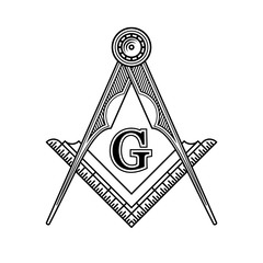 Naklejka premium Masonic Freemasonry Emblem Icon Logo. Vector