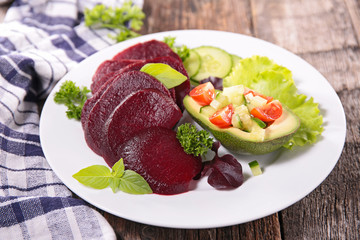 beetroot salad and avocado
