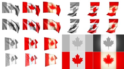 canada flags waving styles small size set