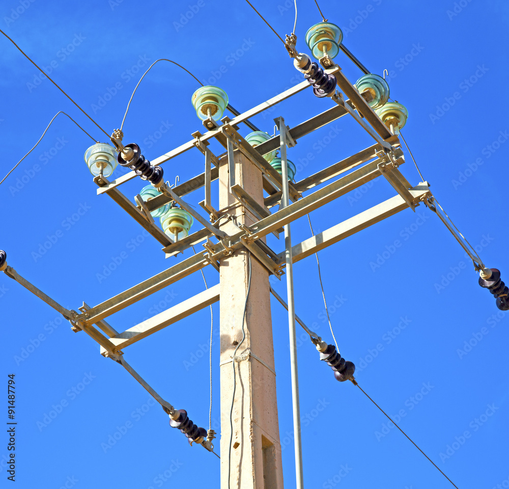 Wall mural utility pole in africa morocco energy and distribution pylon