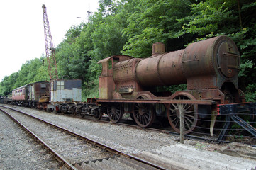 Fototapeta na wymiar Disused Steam Train and Carriage