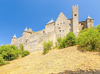 Fototapeta premium Carcassonne, France. View of the fortress. Fortress of Carcassonne is included in the UNESCO World Heritage List
