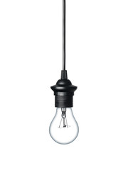 Close up of a light bulb isolated on white background