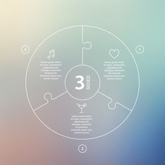 Business concept with options, parts, steps or processes. Circle puzzle infographic. Template for cycle diagram, graph, presentation and round chart. Vector blur background.