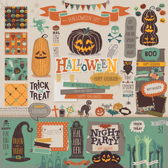 Naklejka premium Halloween scrapbook set - decorative elements.