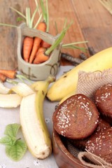 Banana cake of delicious and  banana ripe.